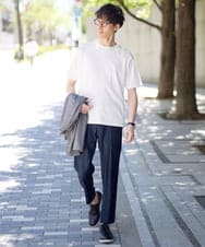 KHLGA35064 a.v.v MEN(アー・ヴェ・ヴェ) 【イージーケア/接触冷感】スマートシャンブレーアンクル丈スラックス ブラック