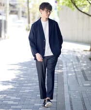 KHLGA35064 a.v.v MEN(アー・ヴェ・ヴェ) 【イージーケア/接触冷感】スマートシャンブレーアンクル丈スラックス ブラック