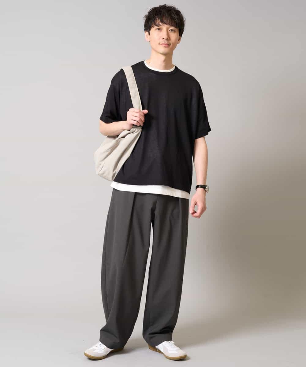 KHLGA36069 a.v.v MEN(アー・ヴェ・ヴェ) 【イージーケア/接触冷感/毛玉になりにくい】ドライオックスバレルレッグイージーパンツ ブラック