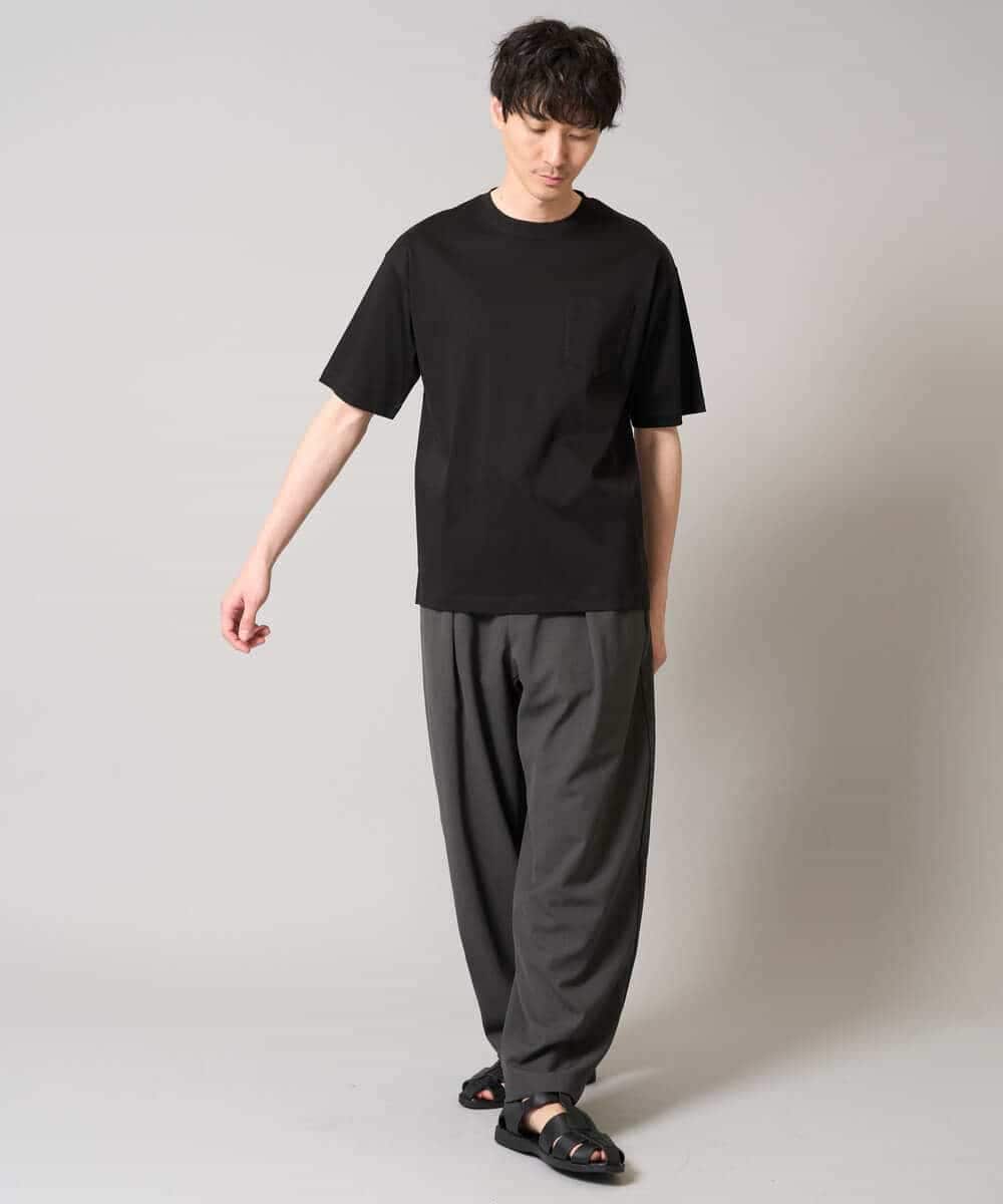 KHLGA36069 a.v.v MEN(アー・ヴェ・ヴェ) 【イージーケア/接触冷感/毛玉になりにくい】ドライオックスバレルレッグイージーパンツ ブラック
