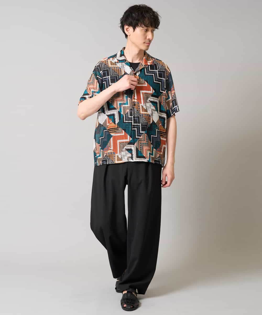 KHLGA36069 a.v.v MEN(アー・ヴェ・ヴェ) 【イージーケア/接触冷感/毛玉になりにくい】ドライオックスバレルレッグイージーパンツ ブラック