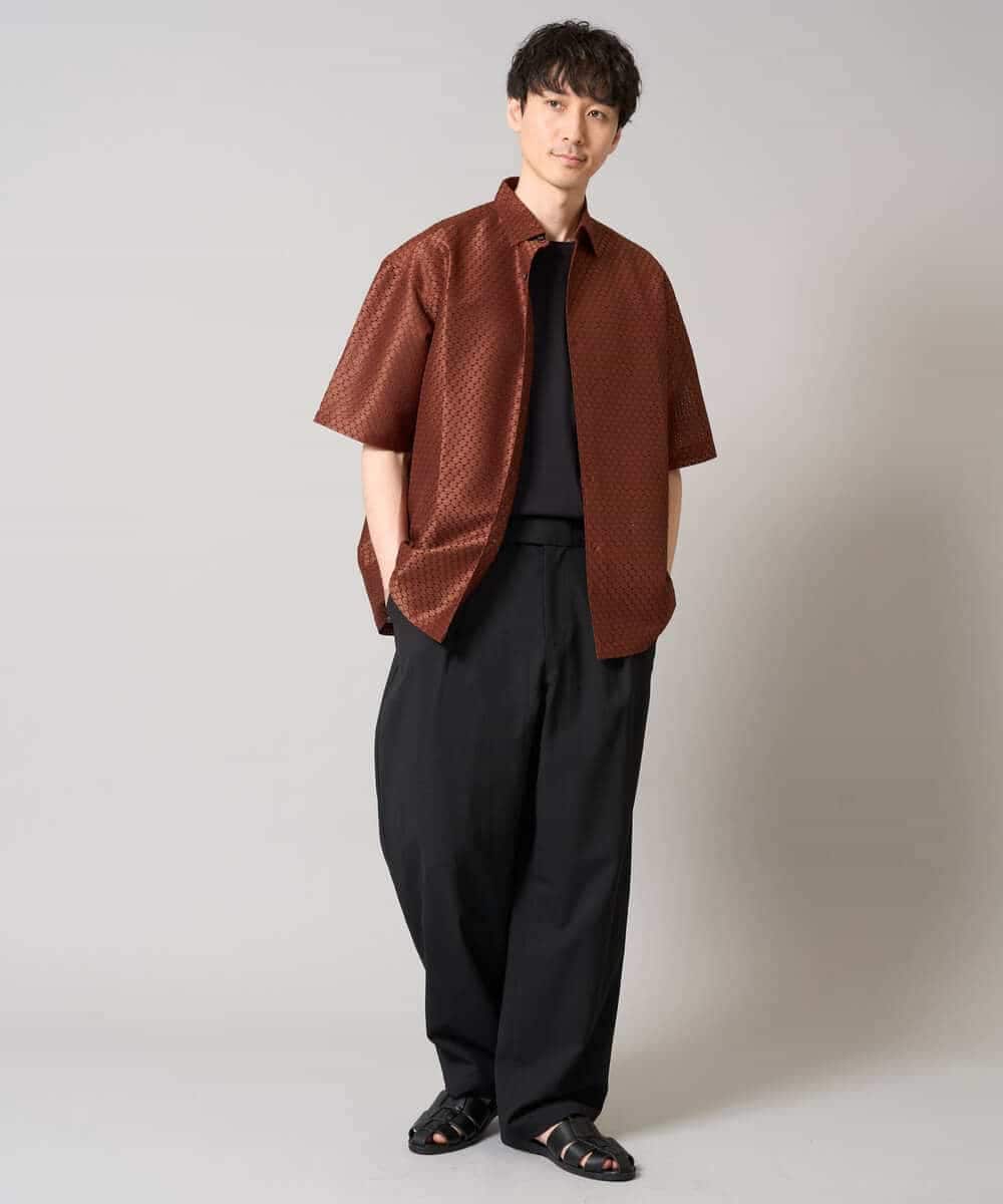 KHLGA36069 a.v.v MEN(アー・ヴェ・ヴェ) 【イージーケア/接触冷感/毛玉になりにくい】ドライオックスバレルレッグイージーパンツ ブラック