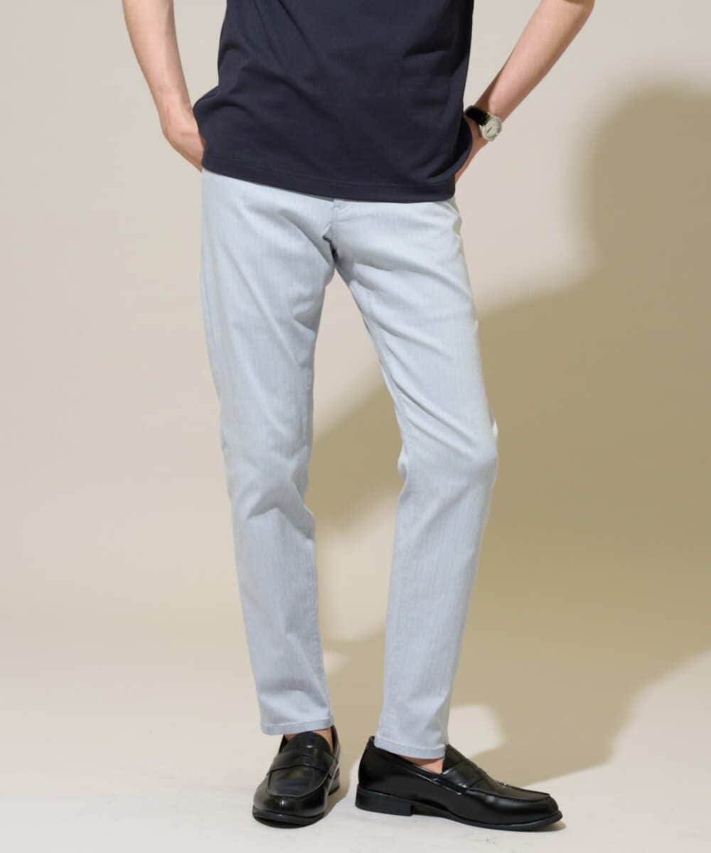 KHLGD15064 a.v.v MEN(アー・ヴェ・ヴェ) 【接触冷感/ストレッチ/シワになりにくい/イージーケア/洗濯機で洗える/毛玉になりにくい】ヘリンボーンストレッチ５ポケットパンツ ブルー