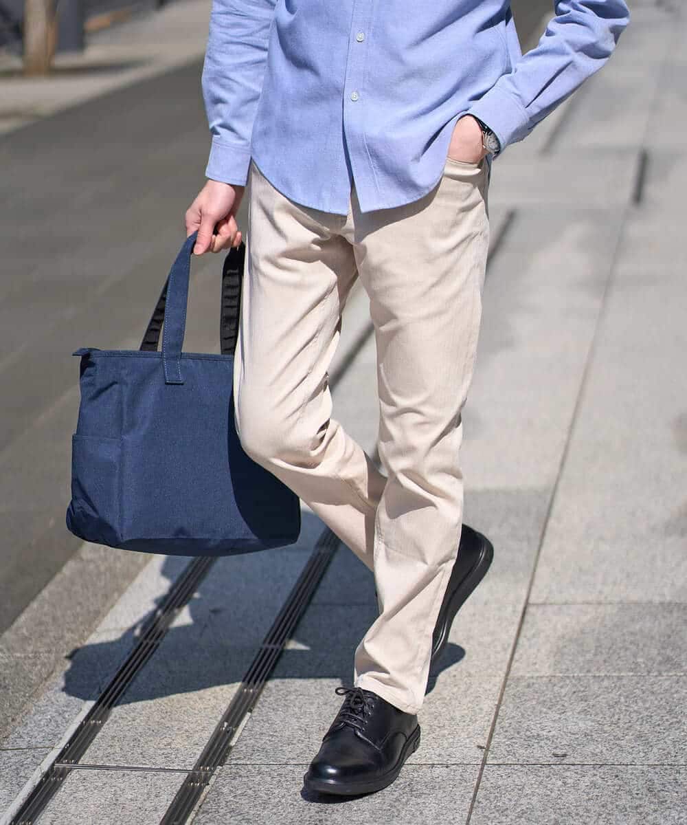 KHLGD15064 a.v.v MEN(アー・ヴェ・ヴェ) 【イージーケア/洗濯機で洗える/接触冷感/ストレッチ/シワになりにくい/毛玉になりにくい】ヘリンボーンストレッチ５ポケットパンツ ベージュ