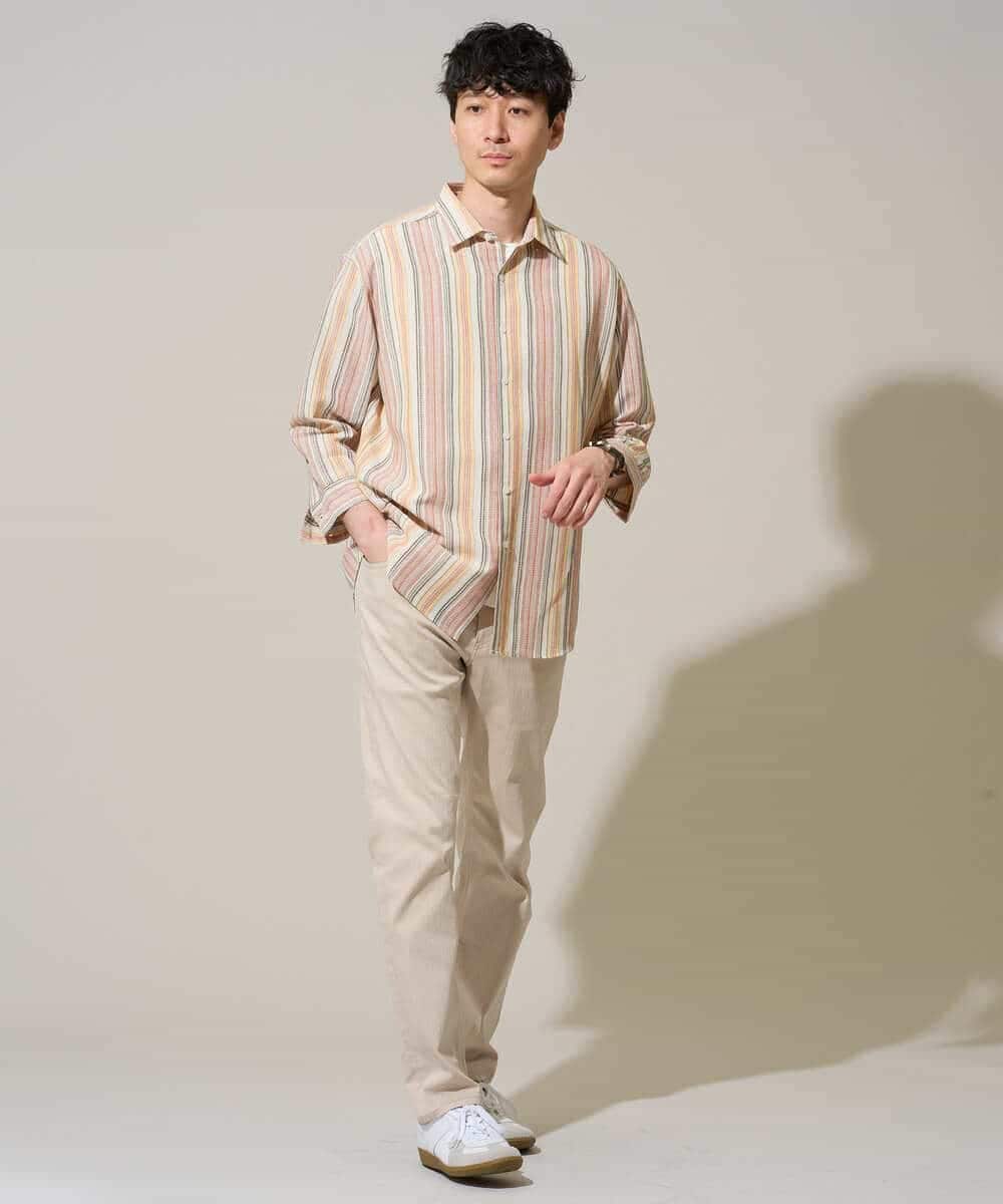 KHLGD15064 a.v.v MEN(アー・ヴェ・ヴェ) 【イージーケア/洗濯機で洗える/接触冷感/ストレッチ/シワになりにくい/毛玉になりにくい】ヘリンボーンストレッチ５ポケットパンツ ブラック