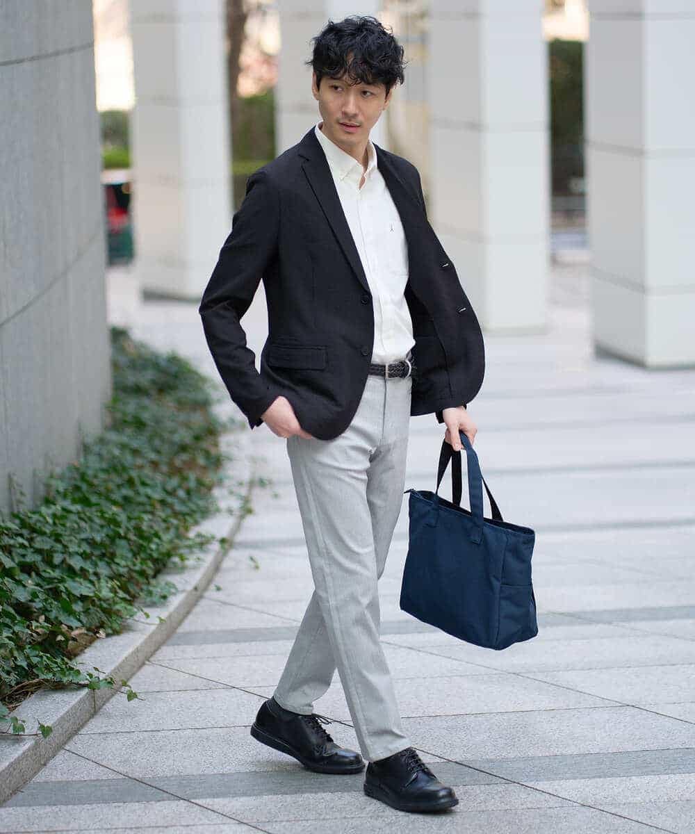 KHLGD15064 a.v.v MEN(アー・ヴェ・ヴェ) 【イージーケア/洗濯機で洗える/接触冷感/ストレッチ/シワになりにくい/毛玉になりにくい】ヘリンボーンストレッチ５ポケットパンツ ブラック