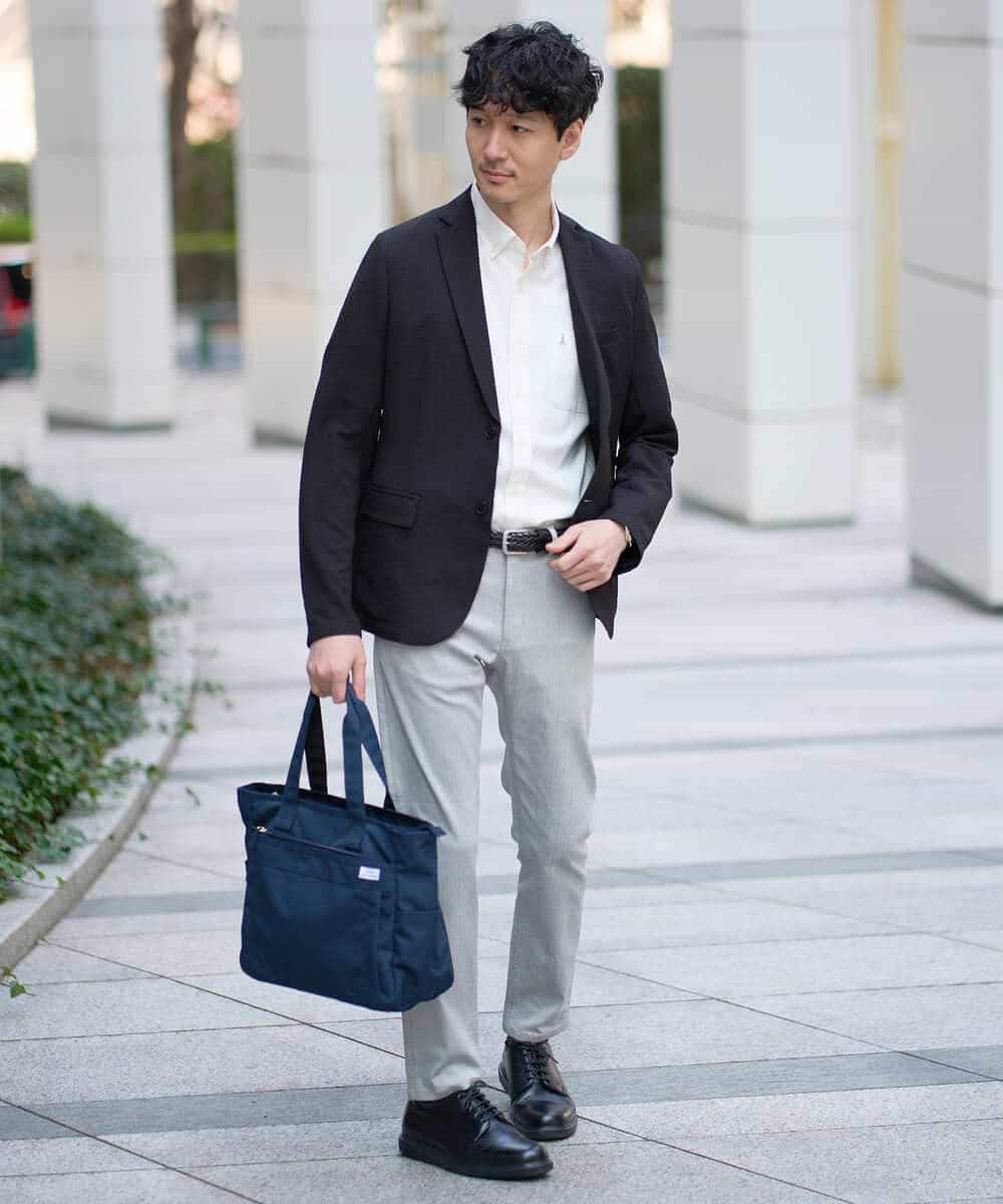 KHLGD15064 a.v.v MEN(アー・ヴェ・ヴェ) 【イージーケア/洗濯機で洗える/接触冷感/ストレッチ/シワになりにくい/毛玉になりにくい】ヘリンボーンストレッチ５ポケットパンツ ブラック