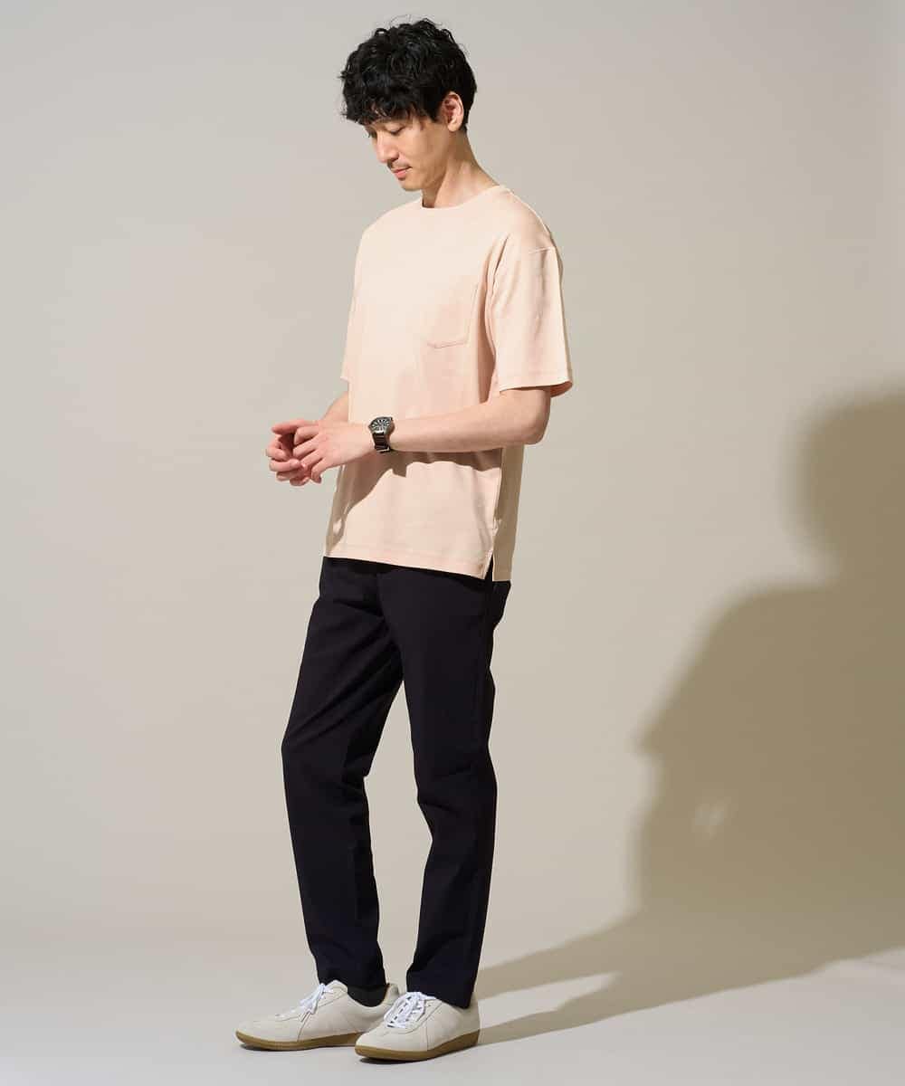 KHLGD15064 a.v.v MEN(アー・ヴェ・ヴェ) 【イージーケア/洗濯機で洗える/接触冷感/ストレッチ/シワになりにくい/毛玉になりにくい】ヘリンボーンストレッチ５ポケットパンツ ブラック