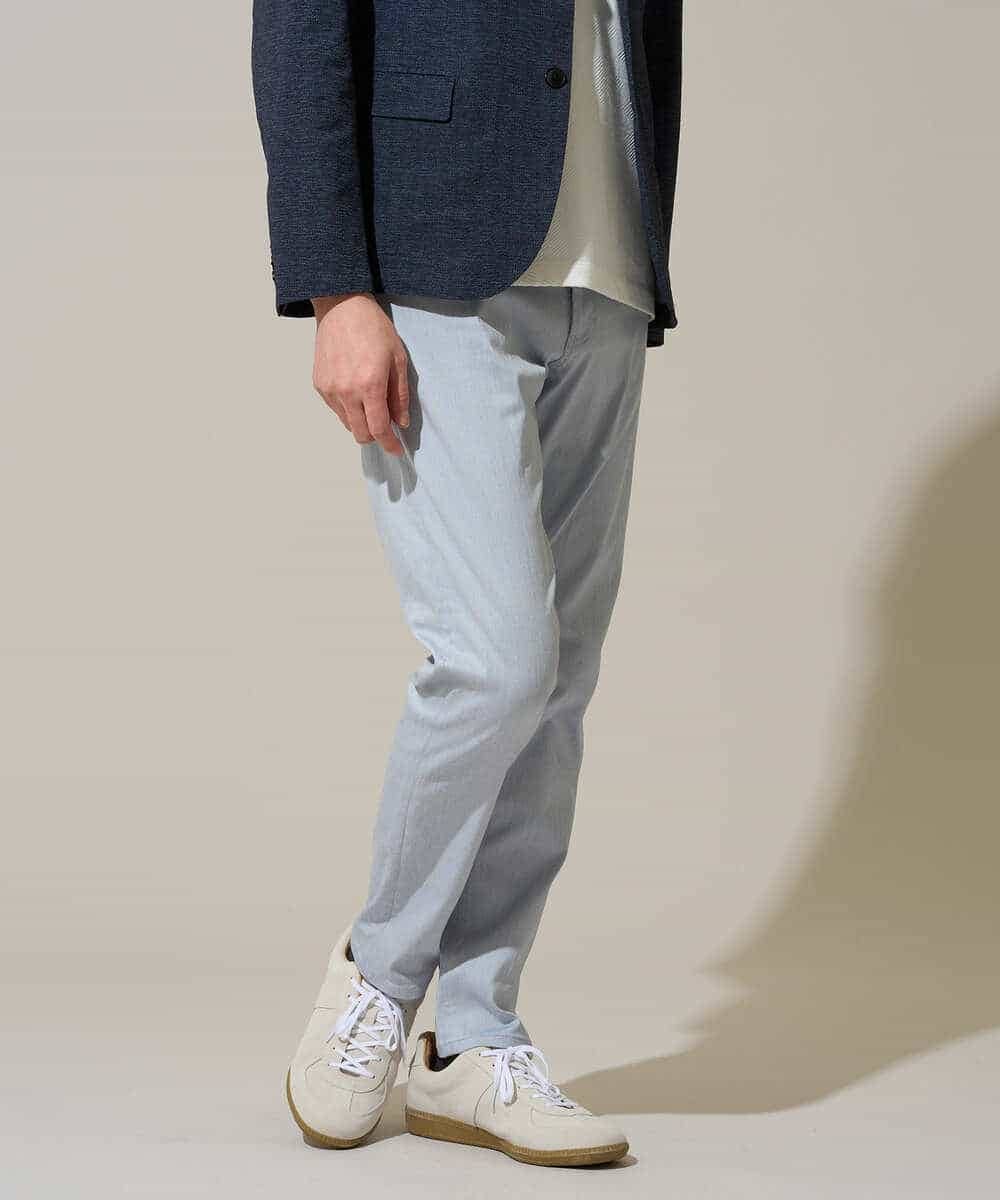 KHLGD15064 a.v.v MEN(アー・ヴェ・ヴェ) 【イージーケア/洗濯機で洗える/接触冷感/ストレッチ/シワになりにくい/毛玉になりにくい】ヘリンボーンストレッチ５ポケットパンツ ブラック