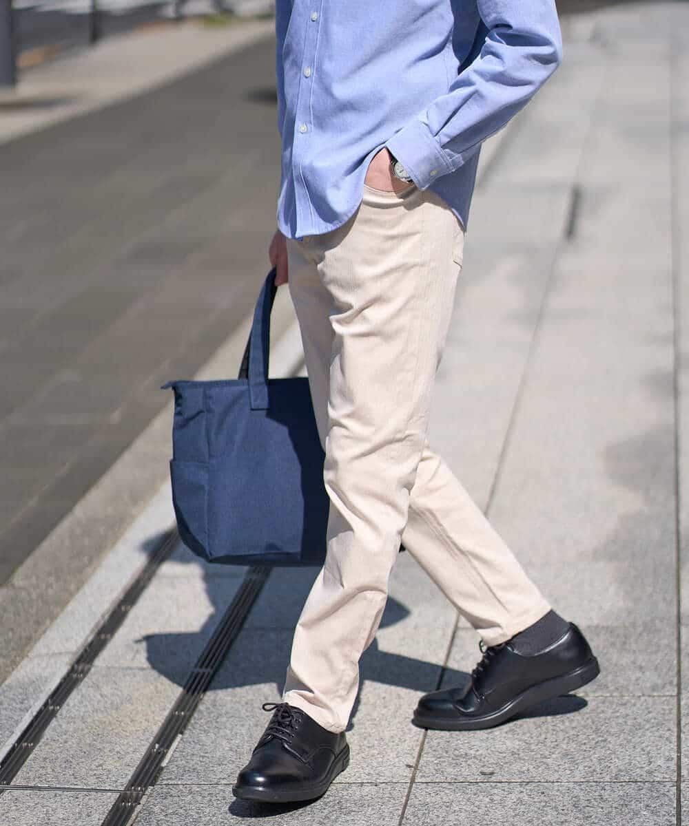 KHLGD15064 a.v.v MEN(アー・ヴェ・ヴェ) 【イージーケア/洗濯機で洗える/接触冷感/ストレッチ/シワになりにくい/毛玉になりにくい】ヘリンボーンストレッチ５ポケットパンツ ブラック