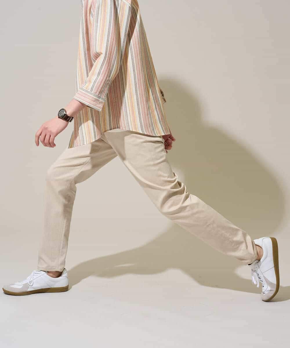 KHLGD15064 a.v.v MEN(アー・ヴェ・ヴェ) 【イージーケア/洗濯機で洗える/接触冷感/ストレッチ/シワになりにくい/毛玉になりにくい】ヘリンボーンストレッチ５ポケットパンツ ブラック