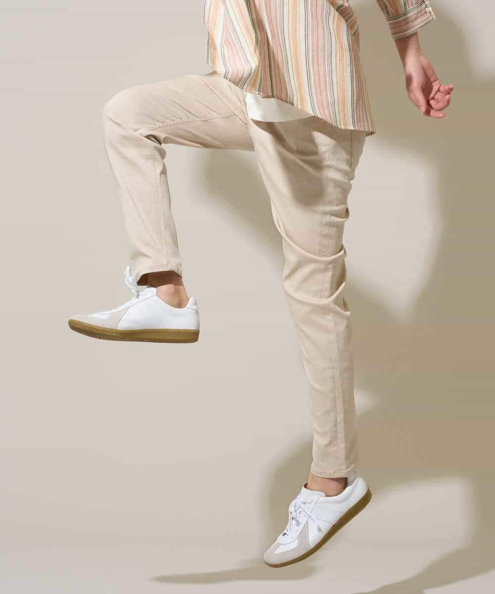 KHLGD15064 a.v.v MEN(アー・ヴェ・ヴェ) 【イージーケア/洗濯機で洗える/接触冷感/ストレッチ/シワになりにくい/毛玉になりにくい】ヘリンボーンストレッチ５ポケットパンツ ブラック