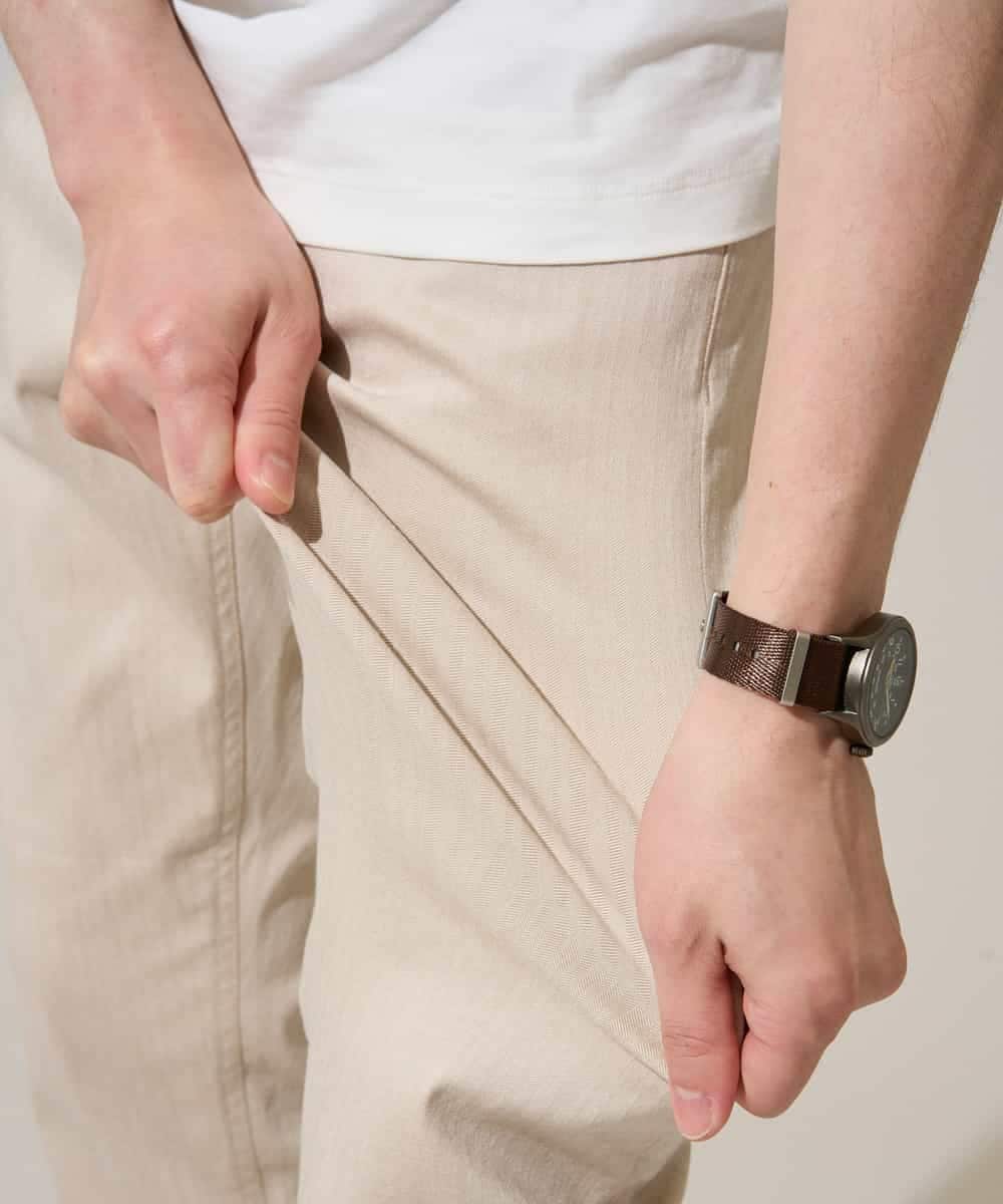 KHLGD15064 a.v.v MEN(アー・ヴェ・ヴェ) 【イージーケア/洗濯機で洗える/接触冷感/ストレッチ/シワになりにくい/毛玉になりにくい】ヘリンボーンストレッチ５ポケットパンツ ブラック