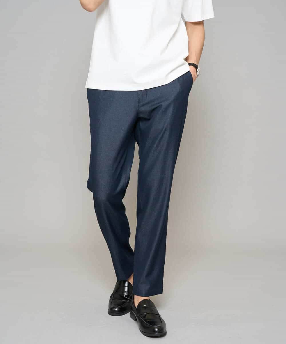 KHLGD22064 a.v.v MEN(アー・ヴェ・ヴェ) 【イージーケア/接触冷感】デニムライクストレッチセミルーズパンツ ネイビー