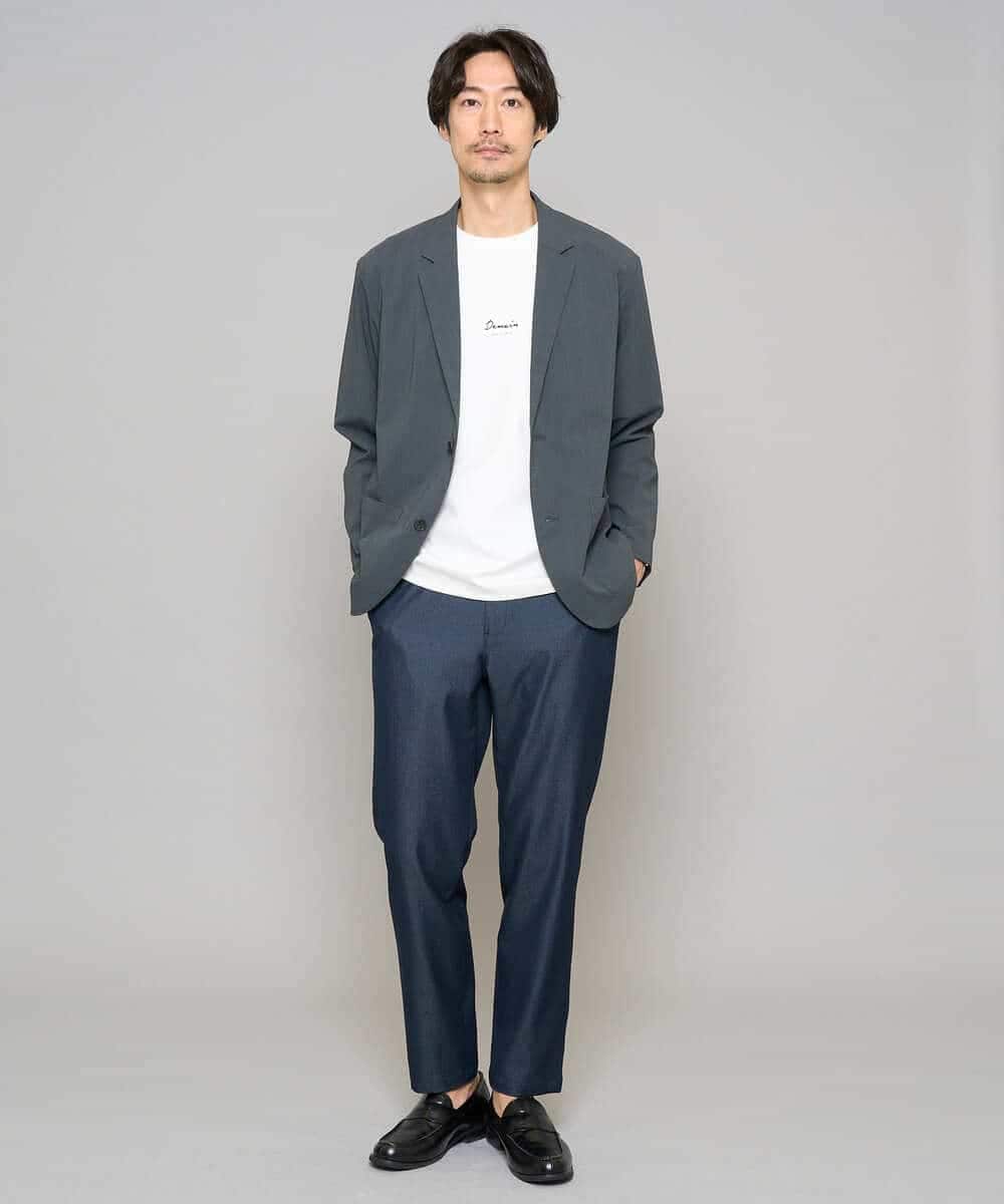 KHLGD22064 a.v.v MEN(アー・ヴェ・ヴェ) 【イージーケア/接触冷感】デニムライクストレッチセミルーズパンツ ダークグレー