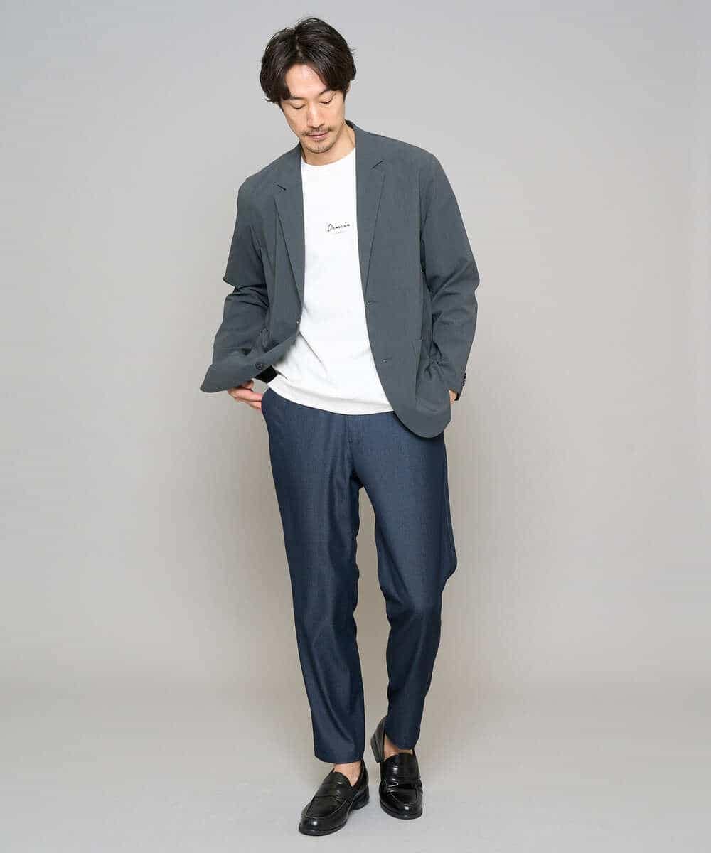 KHLGD22064 a.v.v MEN(アー・ヴェ・ヴェ) 【イージーケア/接触冷感】デニムライクストレッチセミルーズパンツ ダークグレー