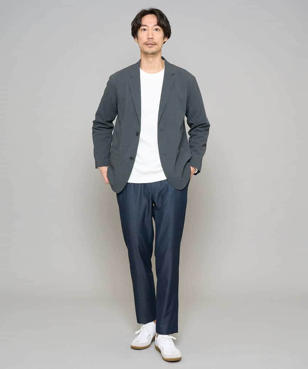 KHLGD22064 a.v.v MEN(アー・ヴェ・ヴェ) 【イージーケア/接触冷感】デニムライクストレッチセミルーズパンツ ダークグレー