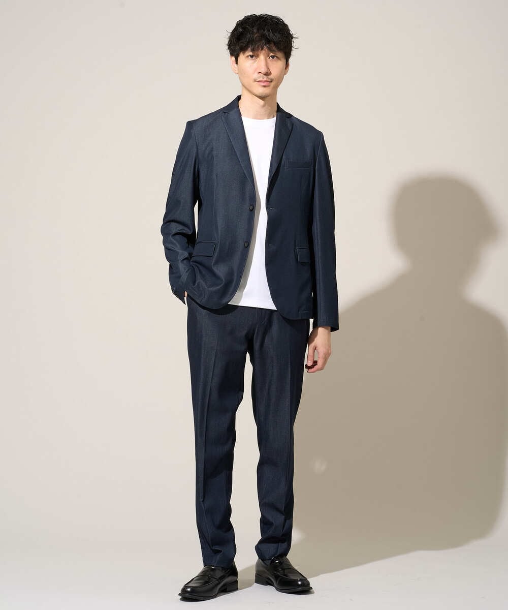 KHLGD25064 a.v.v MEN(アー・ヴェ・ヴェ) 【イージーケア/接触冷感】デニムライクストレッチスマートスラックス ダークグレー