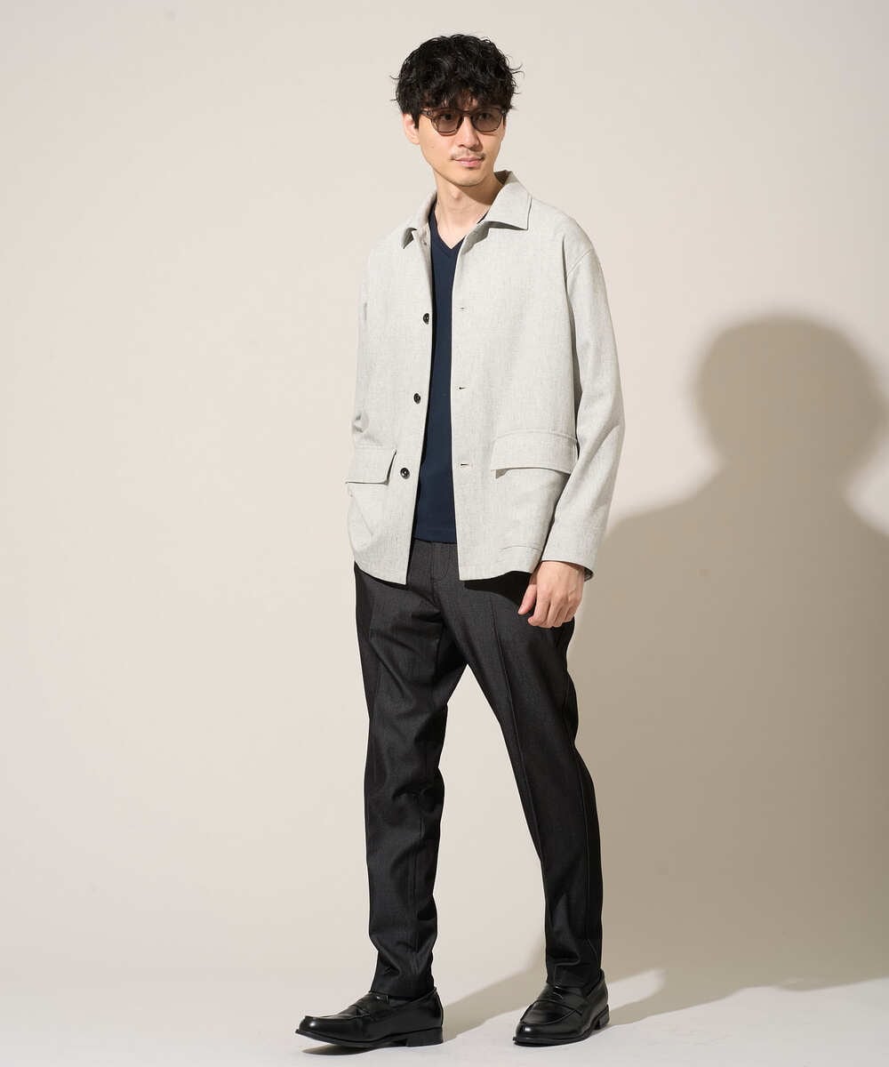 KHLGD25064 a.v.v MEN(アー・ヴェ・ヴェ) 【イージーケア/接触冷感】デニムライクストレッチスマートスラックス ダークグレー