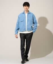 KHLGD25064 a.v.v MEN(アー・ヴェ・ヴェ) 【イージーケア/接触冷感】デニムライクストレッチスマートスラックス ダークグレー