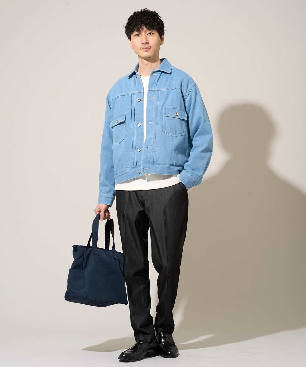 KHLGD25064 a.v.v MEN(アー・ヴェ・ヴェ) 【イージーケア/接触冷感】デニムライクストレッチスマートスラックス ダークグレー