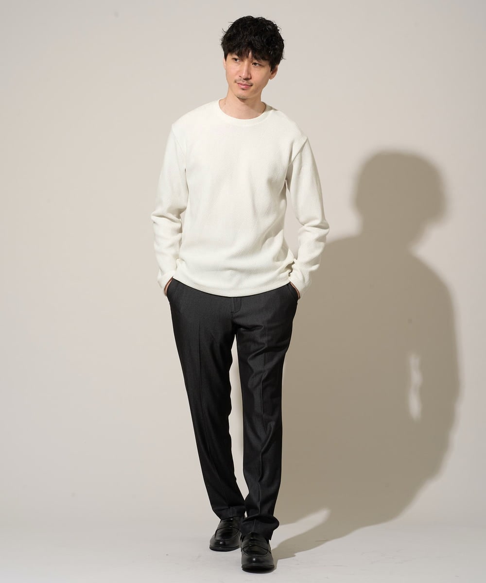 KHLGD25064 a.v.v MEN(アー・ヴェ・ヴェ) 【イージーケア/接触冷感】デニムライクストレッチスマートスラックス ダークグレー