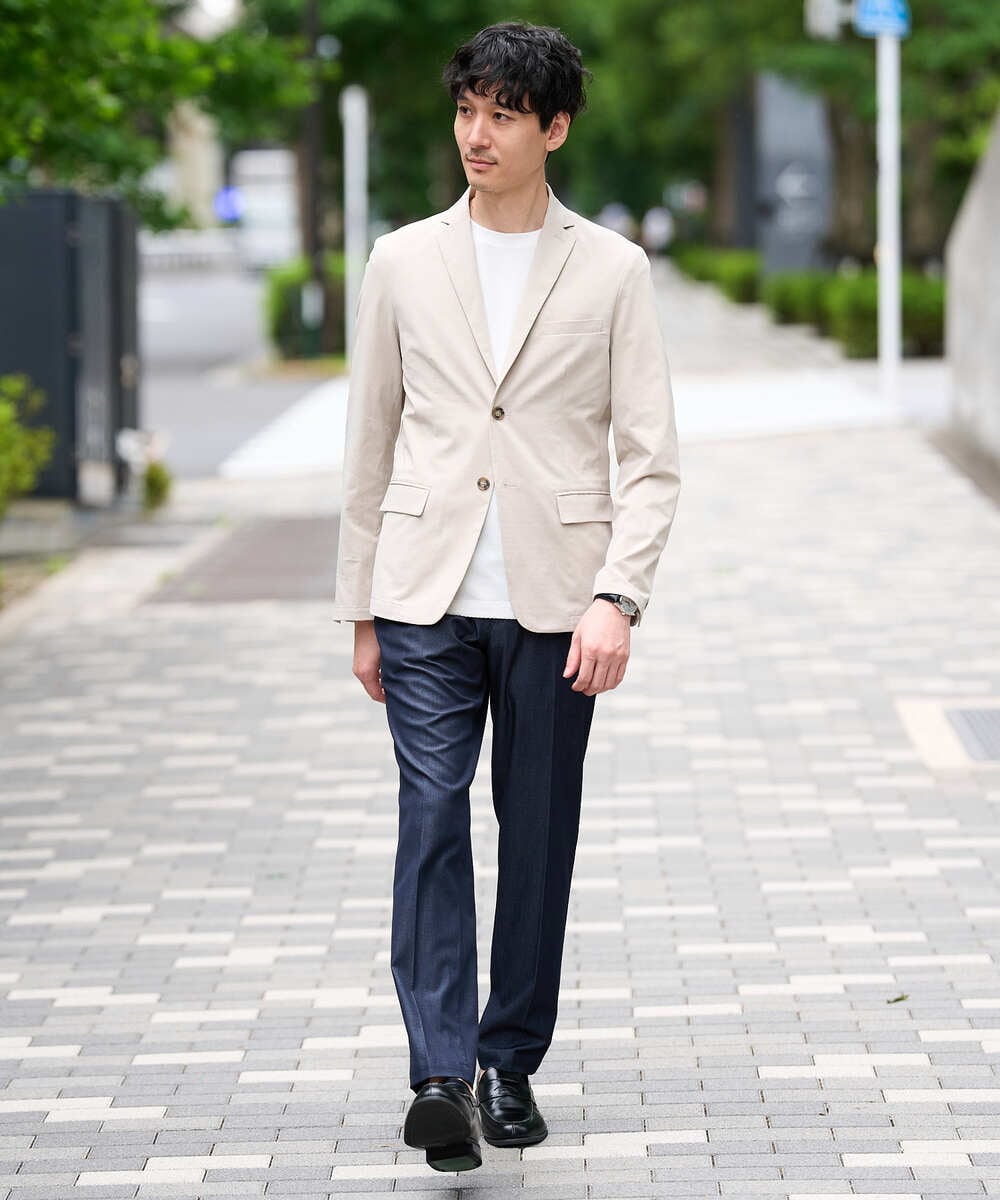 KHLGD25064 a.v.v MEN(アー・ヴェ・ヴェ) 【接触冷感/イージーケア】（フルレングス）デニムライクストレッチスマートスラックス ダークグレー