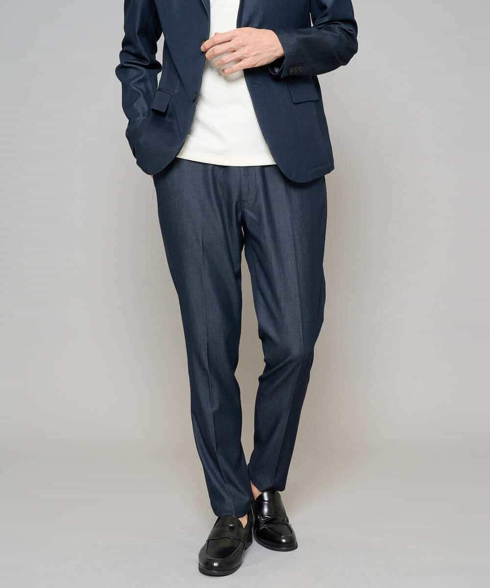 KHLGD25064 a.v.v MEN(アー・ヴェ・ヴェ) 【イージーケア/接触冷感】デニムライクストレッチスマートスラックス ネイビー