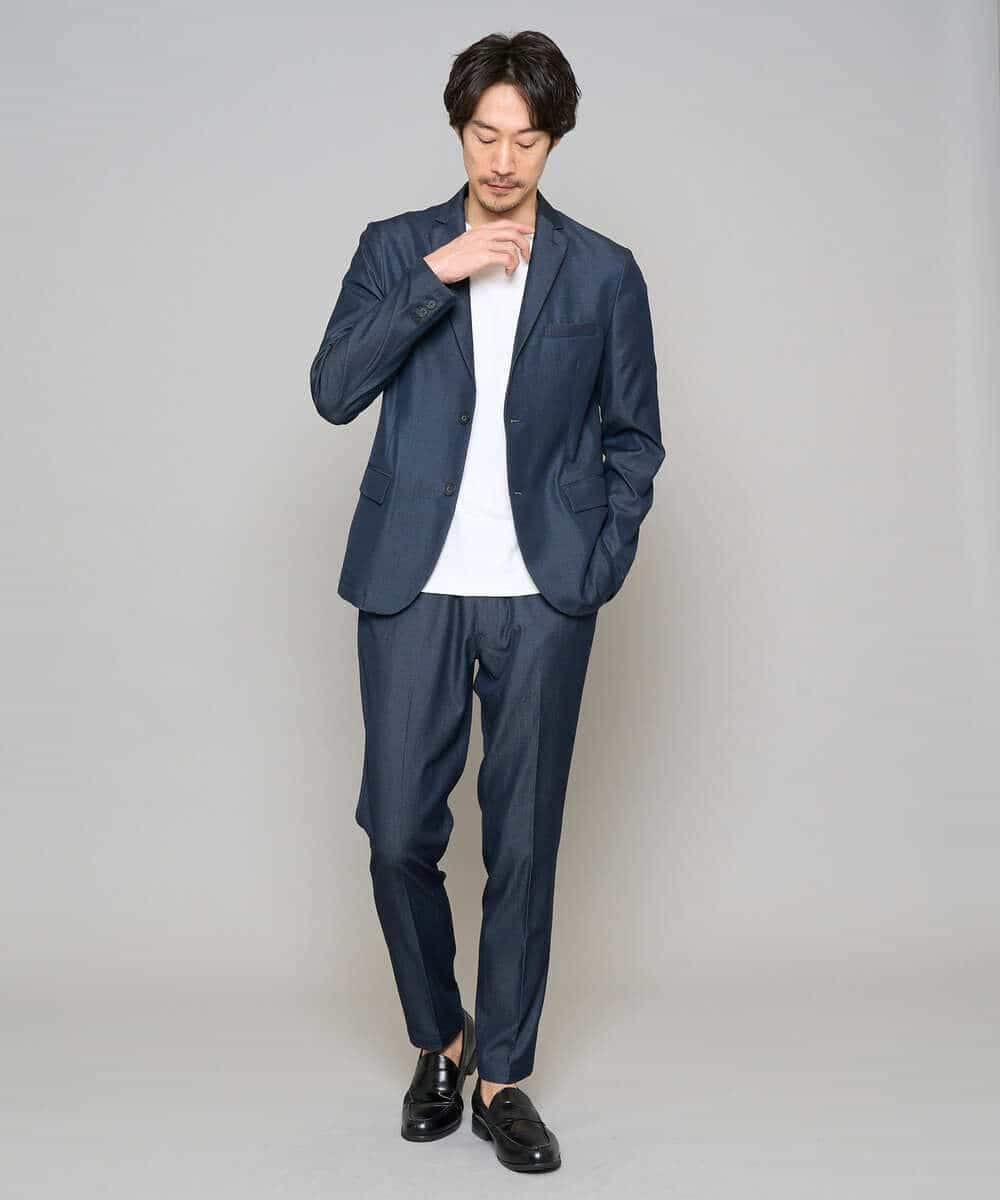 KHLGD25064 a.v.v MEN(アー・ヴェ・ヴェ) 【イージーケア/接触冷感】デニムライクストレッチスマートスラックス ダークグレー