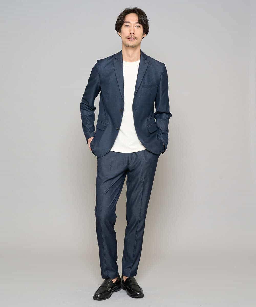 KHLGD25064 a.v.v MEN(アー・ヴェ・ヴェ) 【イージーケア/接触冷感】デニムライクストレッチスマートスラックス ダークグレー