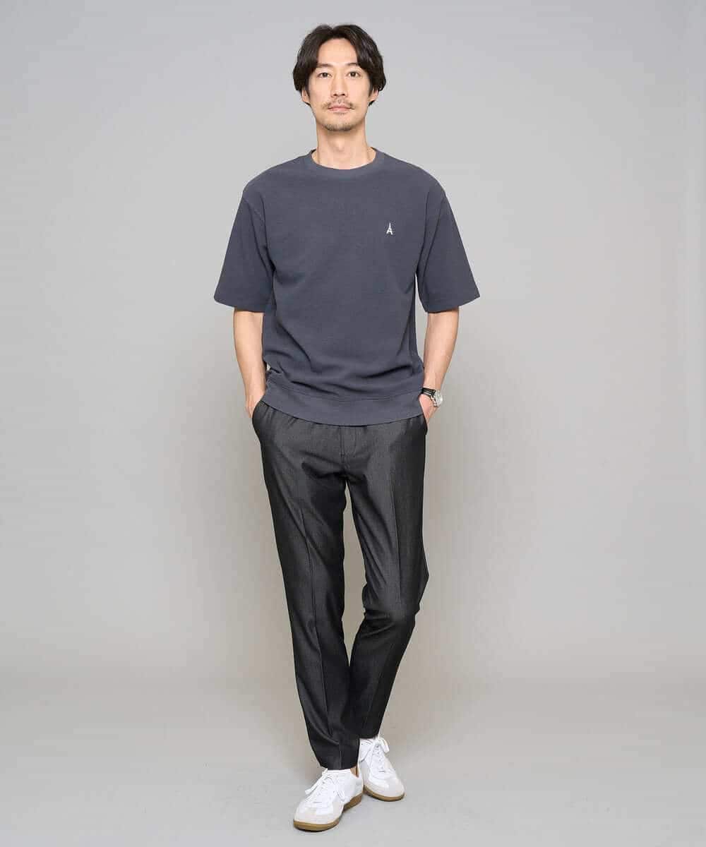 KHLGD25064 a.v.v MEN(アー・ヴェ・ヴェ) 【イージーケア/接触冷感】デニムライクストレッチスマートスラックス ダークグレー