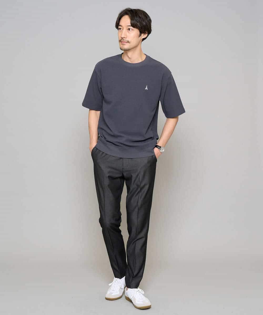 KHLGD25064 a.v.v MEN(アー・ヴェ・ヴェ) 【イージーケア/接触冷感】デニムライクストレッチスマートスラックス ダークグレー