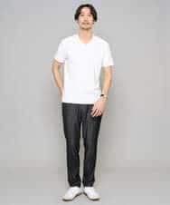 KHLGD25064 a.v.v MEN(アー・ヴェ・ヴェ) 【イージーケア/接触冷感】デニムライクストレッチスマートスラックス ダークグレー