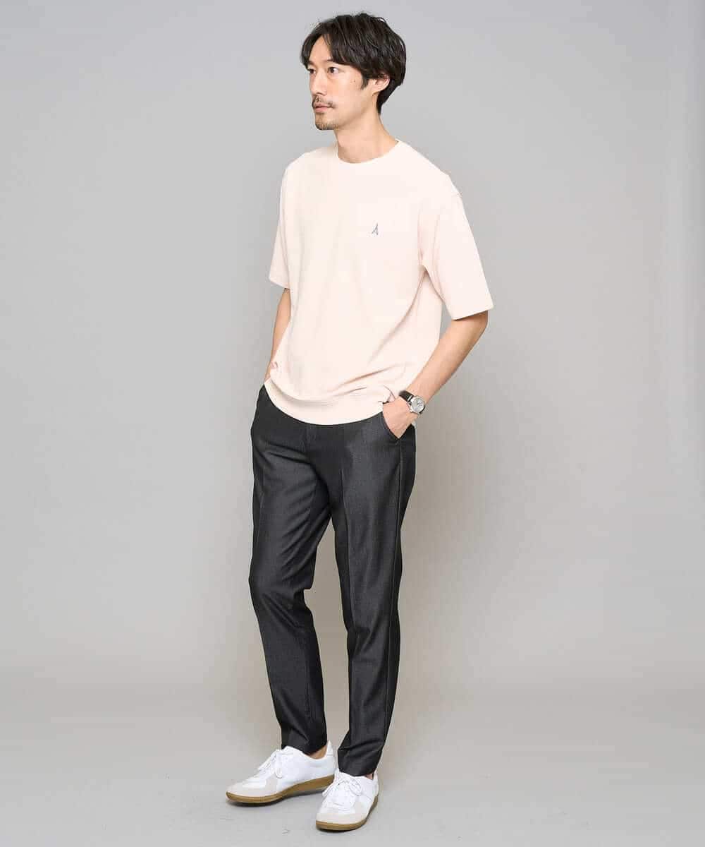 KHLGD25064 a.v.v MEN(アー・ヴェ・ヴェ) 【イージーケア/接触冷感】デニムライクストレッチスマートスラックス ダークグレー