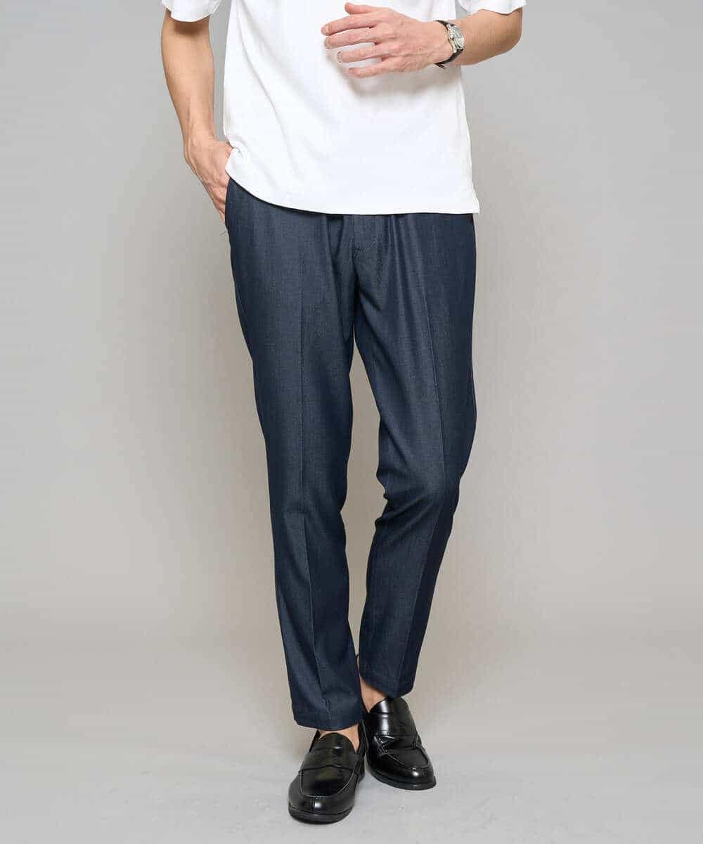 KHLGD25064 a.v.v MEN(アー・ヴェ・ヴェ) 【イージーケア/接触冷感】デニムライクストレッチスマートスラックス ダークグレー