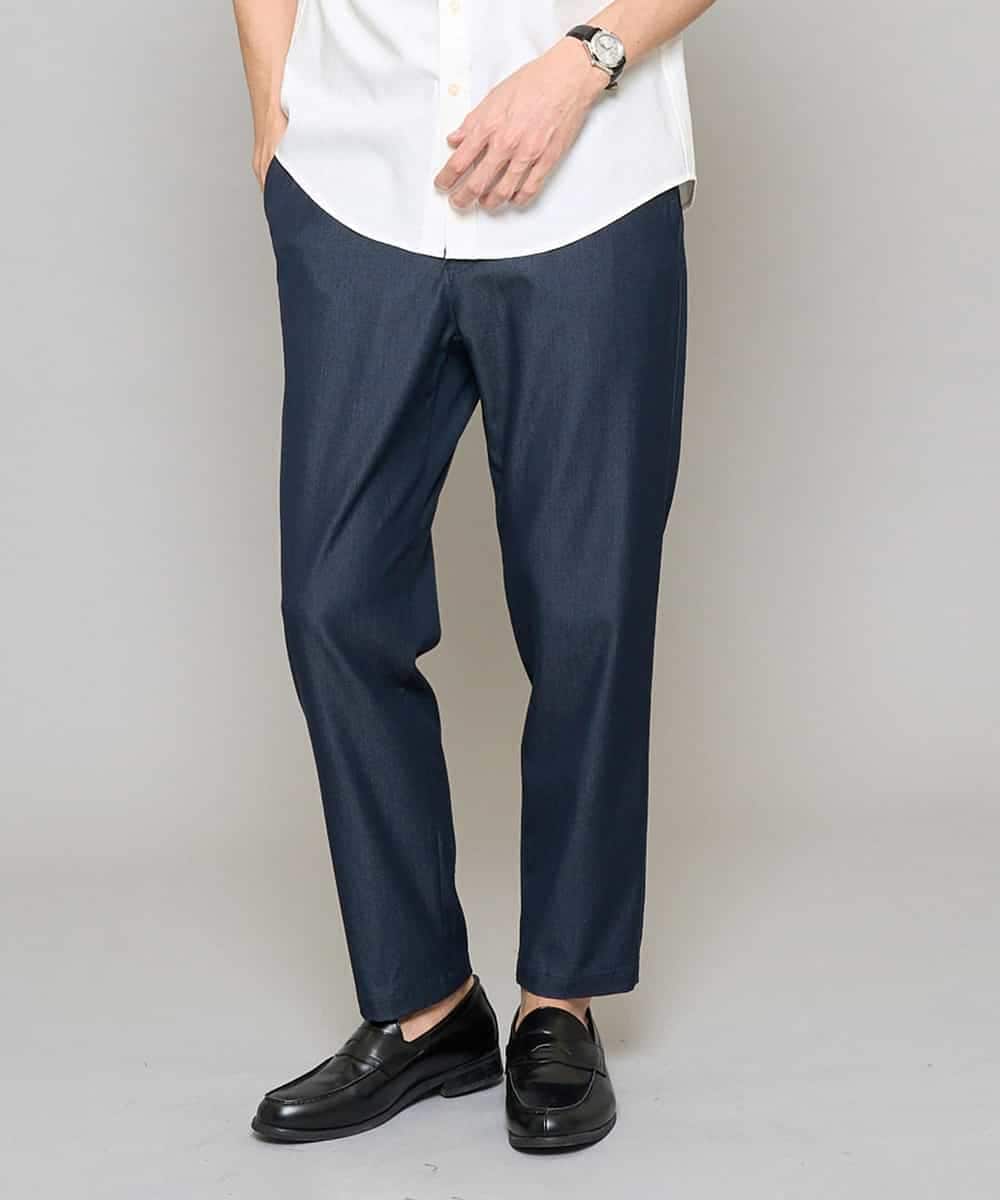 KHLGD26064 a.v.v MEN(アー・ヴェ・ヴェ) 【イージーケア/接触冷感】デニムライクストレッチアンクルセミルーズパンツ ネイビー