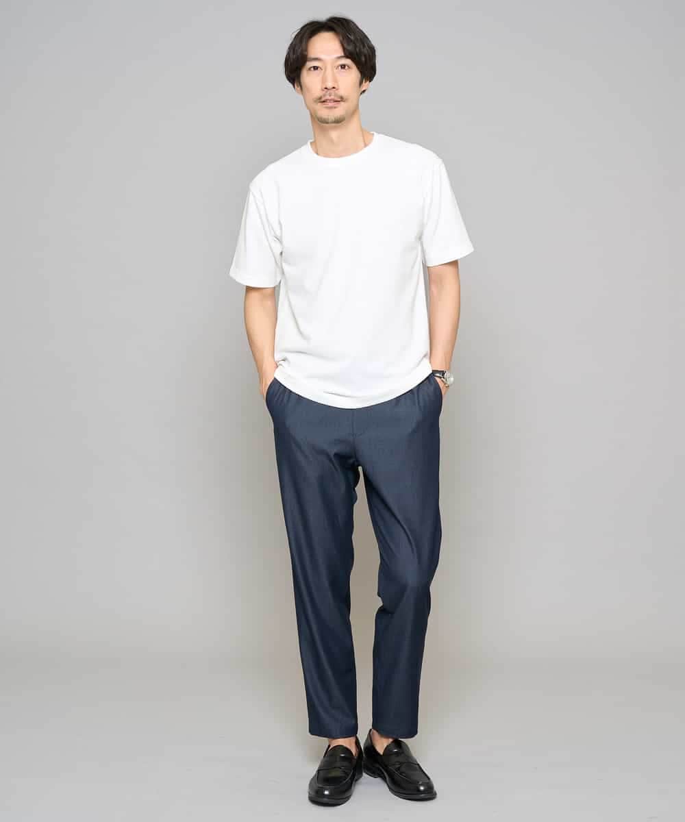 KHLGD26064 a.v.v MEN(アー・ヴェ・ヴェ) 【イージーケア/接触冷感】デニムライクストレッチアンクルセミルーズパンツ ダークグレー