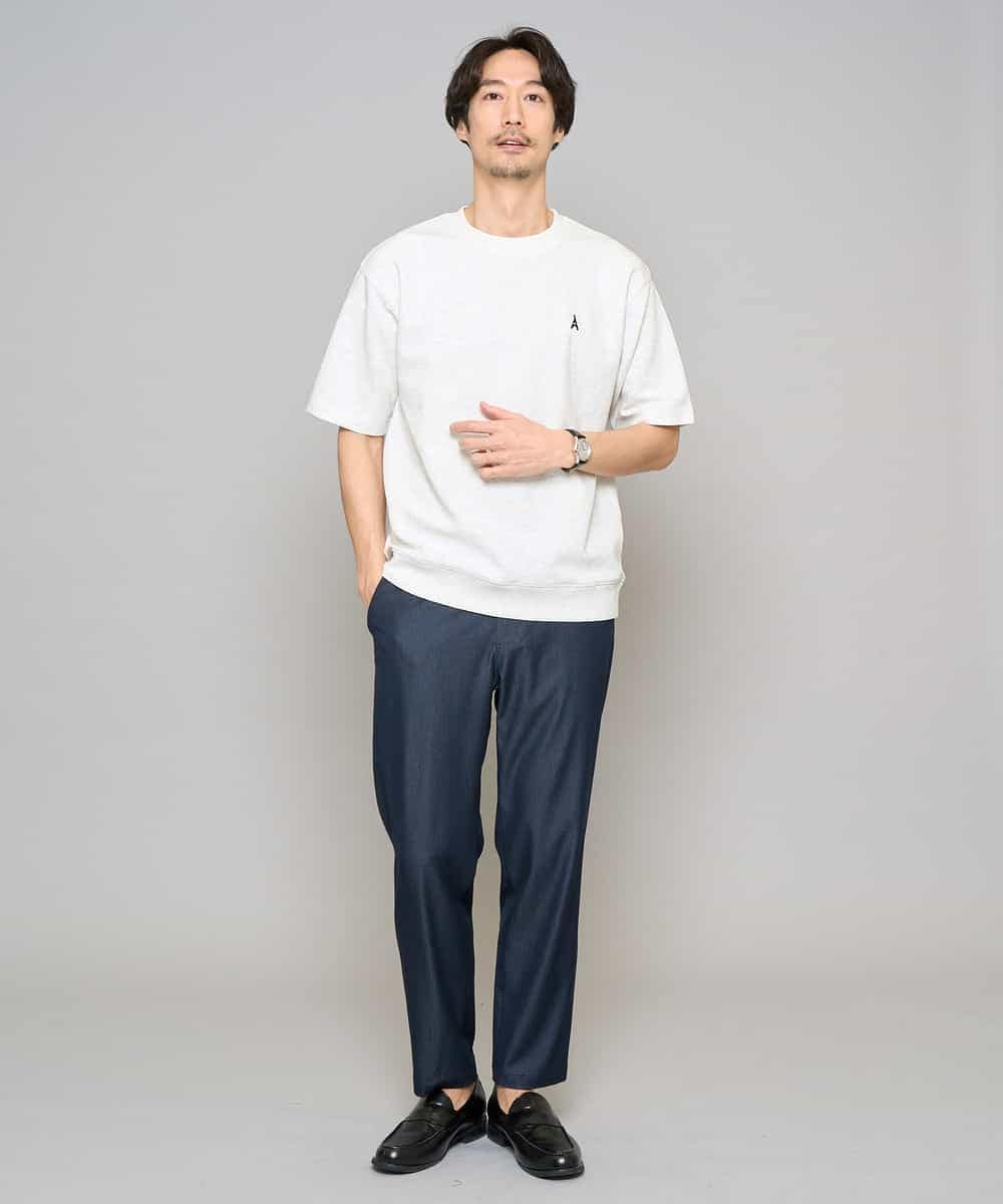 KHLGD26064 a.v.v MEN(アー・ヴェ・ヴェ) 【イージーケア/接触冷感】デニムライクストレッチアンクルセミルーズパンツ ダークグレー