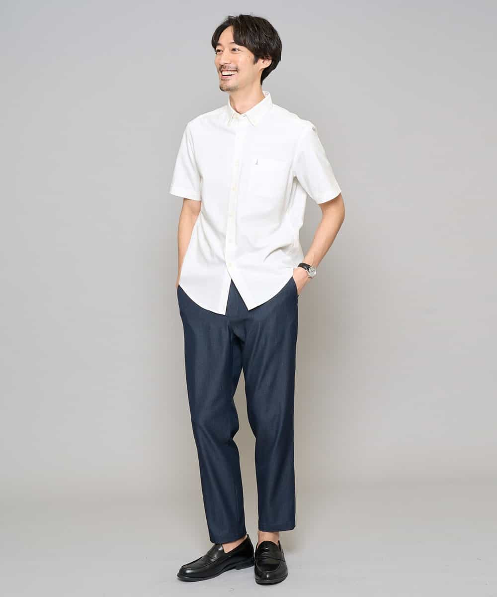 KHLGD26064 a.v.v MEN(アー・ヴェ・ヴェ) 【イージーケア/接触冷感】デニムライクストレッチアンクルセミルーズパンツ ダークグレー