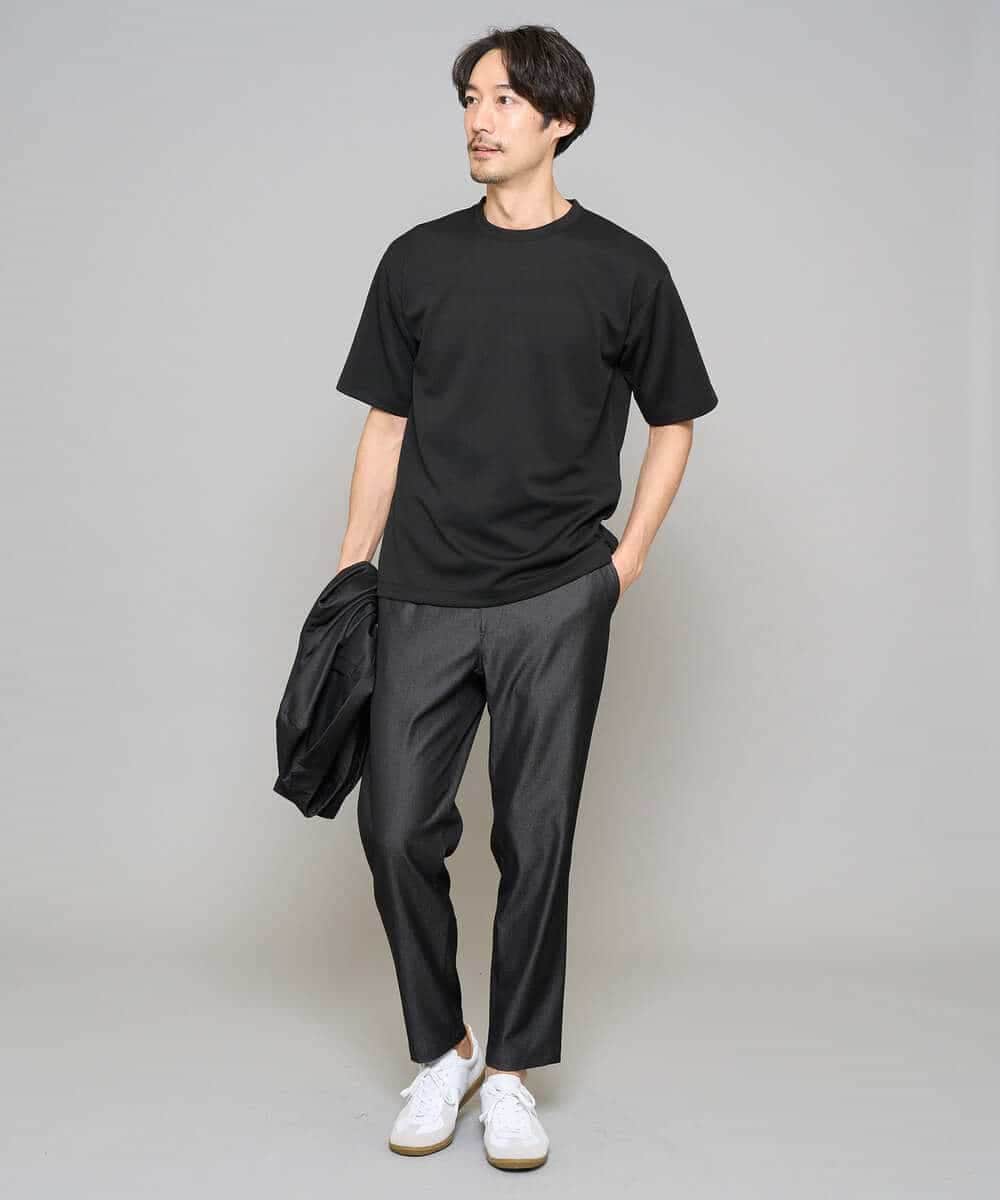 KHLGD26064 a.v.v MEN(アー・ヴェ・ヴェ) 【イージーケア/接触冷感】デニムライクストレッチアンクルセミルーズパンツ ダークグレー