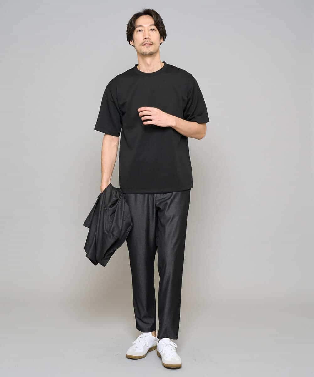 KHLGD26064 a.v.v MEN(アー・ヴェ・ヴェ) 【イージーケア/接触冷感】デニムライクストレッチアンクルセミルーズパンツ ダークグレー