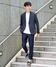 KHLGD35064 a.v.v MEN(アー・ヴェ・ヴェ) 【接触冷感/イージーケア】（アンクル丈）デニムライクストレッチアンクルスマートスラックス ブラック