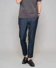 KHLGD35064 a.v.v MEN(アー・ヴェ・ヴェ) 【イージーケア/接触冷感】デニムライクストレッチアンクルスマートスラックス ネイビー