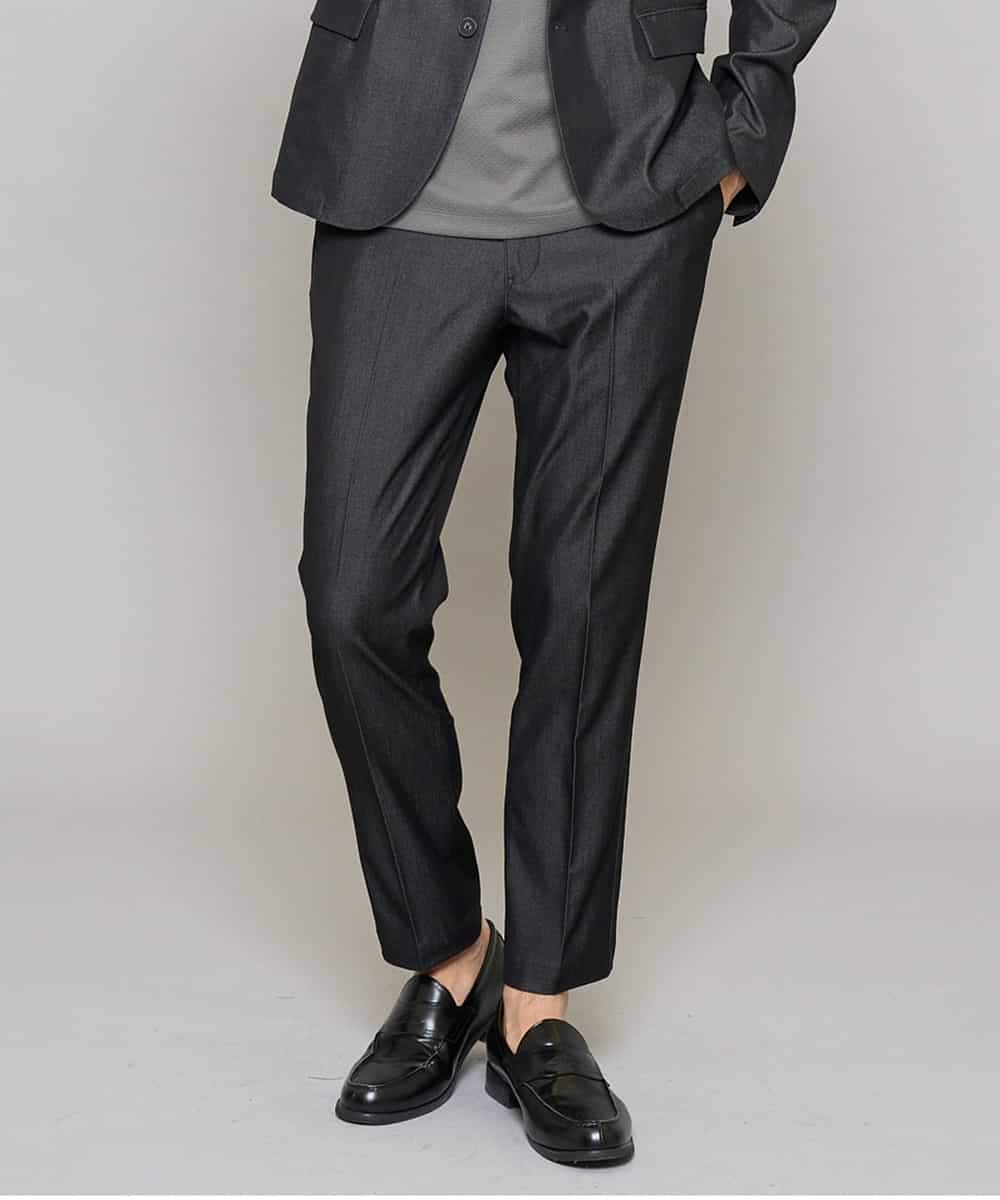 KHLGD35064 a.v.v MEN(アー・ヴェ・ヴェ) 【イージーケア/接触冷感】デニムライクストレッチアンクルスマートスラックス ダークグレー