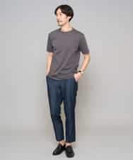 KHLGD35064 a.v.v MEN(アー・ヴェ・ヴェ) 【イージーケア/接触冷感】デニムライクストレッチアンクルスマートスラックス ブラック