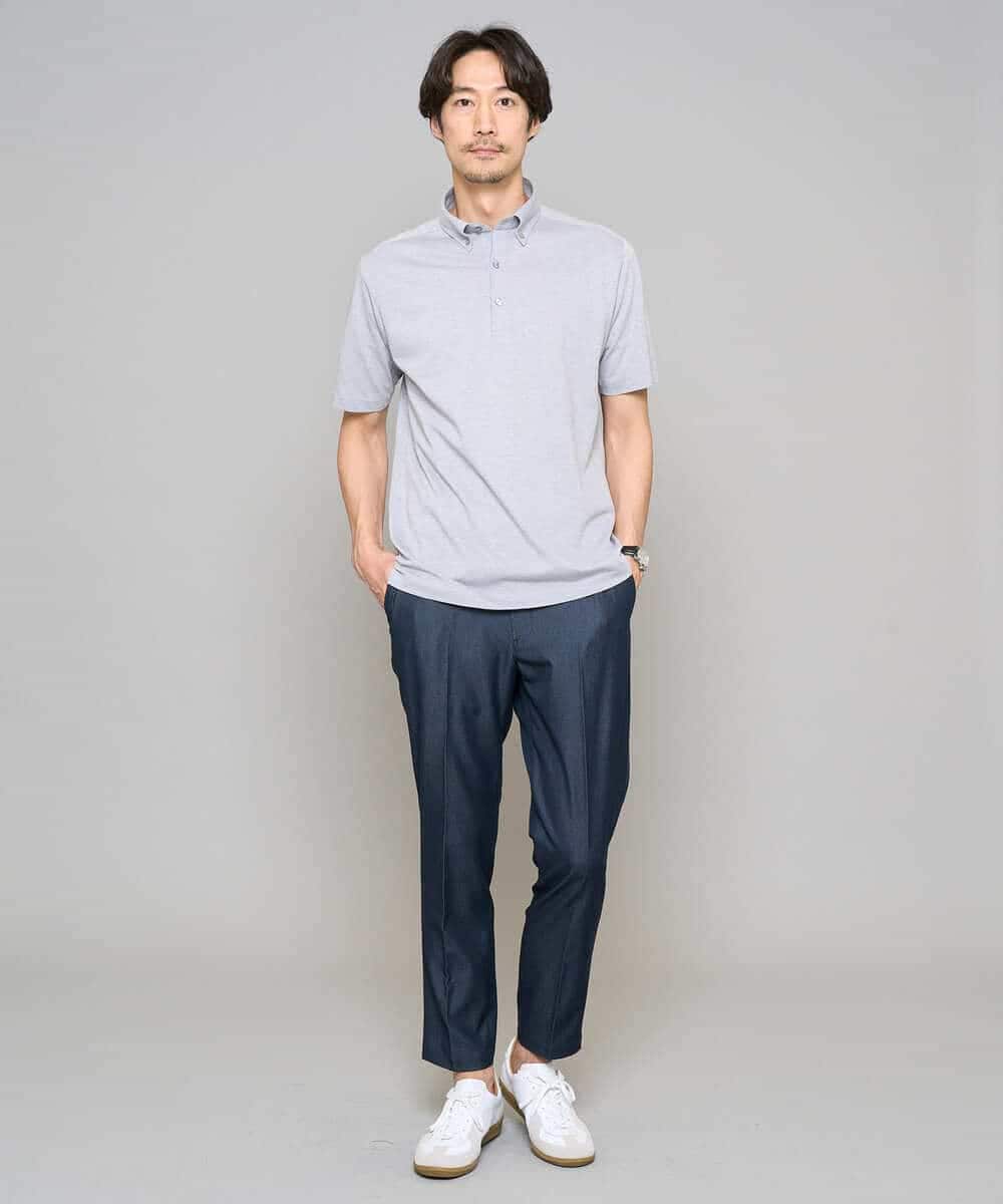 KHLGD35064 a.v.v MEN(アー・ヴェ・ヴェ) 【イージーケア/接触冷感】デニムライクストレッチアンクルスマートスラックス ブラック