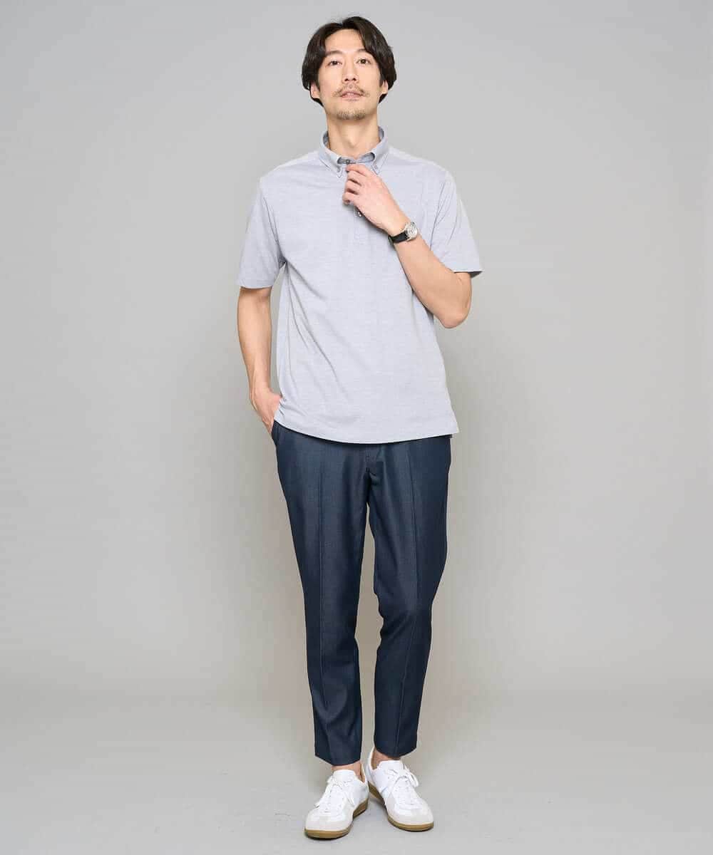 KHLGD35064 a.v.v MEN(アー・ヴェ・ヴェ) 【イージーケア/接触冷感】デニムライクストレッチアンクルスマートスラックス ブラック