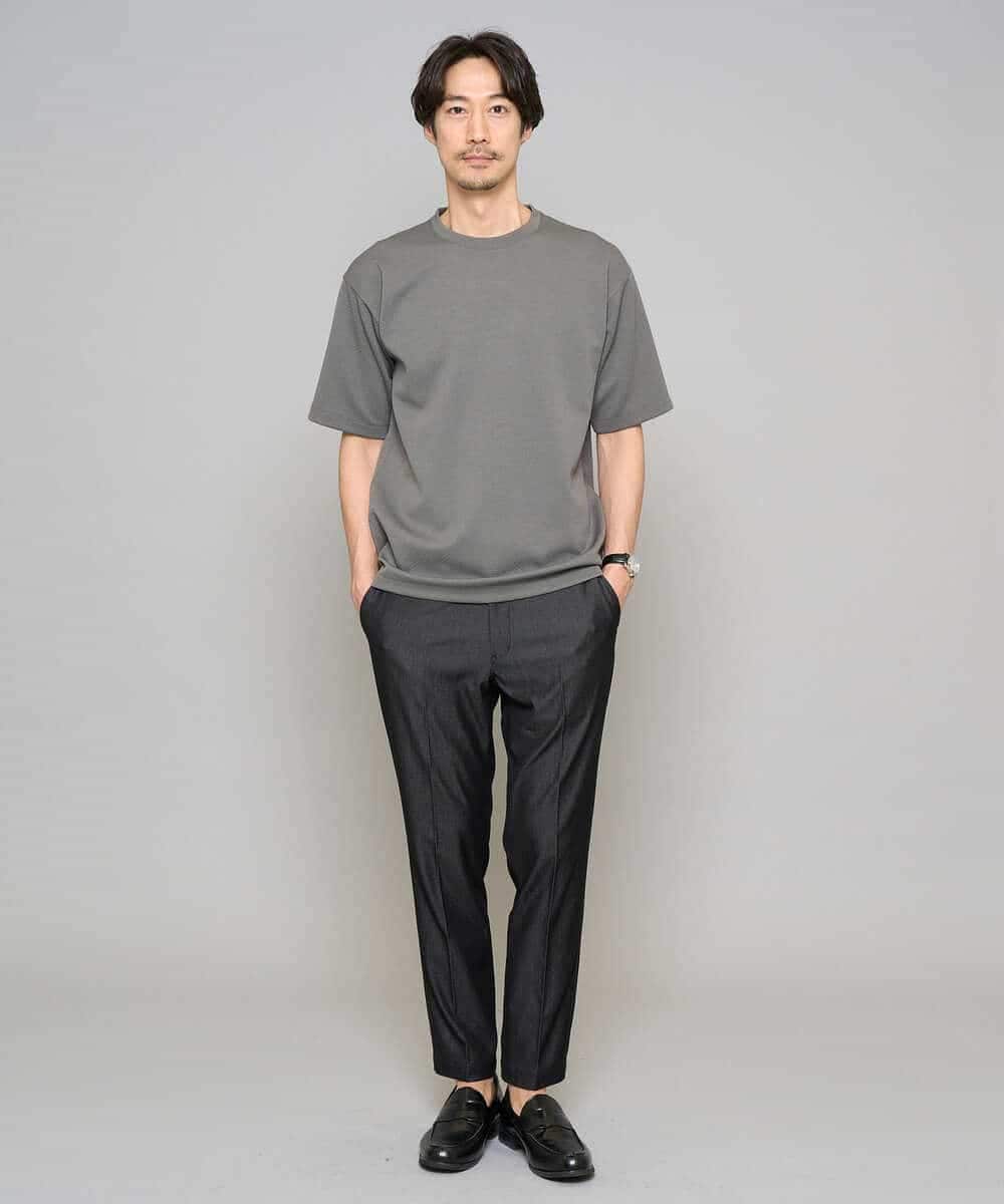 KHLGD35064 a.v.v MEN(アー・ヴェ・ヴェ) 【イージーケア/接触冷感】デニムライクストレッチアンクルスマートスラックス ブラック