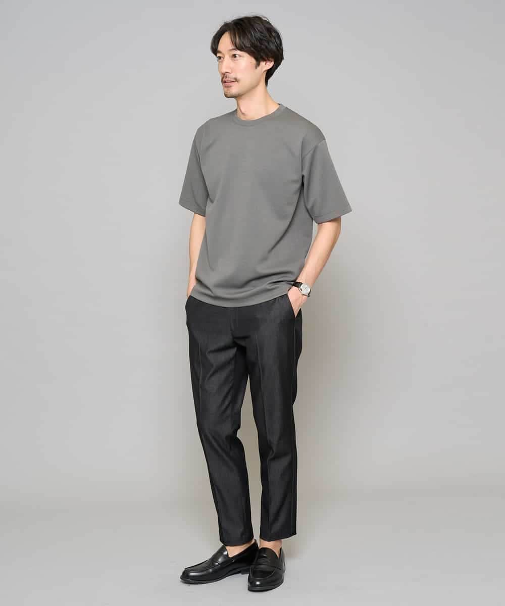 KHLGD35064 a.v.v MEN(アー・ヴェ・ヴェ) 【イージーケア/接触冷感】デニムライクストレッチアンクルスマートスラックス ブラック