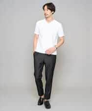 KHLGD35064 a.v.v MEN(アー・ヴェ・ヴェ) 【イージーケア/接触冷感】デニムライクストレッチアンクルスマートスラックス ブラック